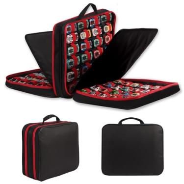 Imagem de Estojo de armazenamento de 96 carros de brinquedo compatível com Hot Wheels, organizador de carros de brinquedo para carros de fósforos, bonecas pequenas, mini brinquedos (preto, vermelho)