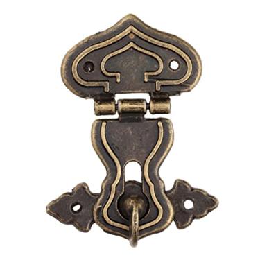 Imagem de 1 pç Caixa de joias em forma de coração de bronze antigo trava de ferrolho para caixa de presente de madeira vintage (bronze 63 x 47 mm)