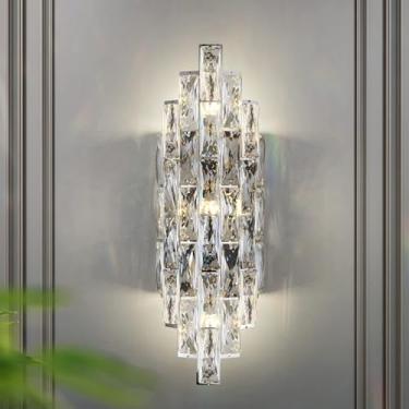 Imagem de Luminária de parede interna de luxo, arandelas de cristal modernas, luminárias de parede de cristal para penteadeira, iluminação de parede para sala de estar, quarto, banheiro, cabeceira, co
