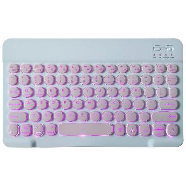 Imagem de Teclado Bluetooth Teclado de luz de fundo colorido Teclado de tampa redonda Portátil Mini Bt Teclado sem fio para Android Windows Pc