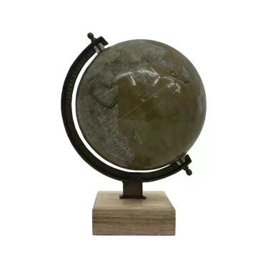 Imagem de Globo terrestre decorativo metal E madeira marrom