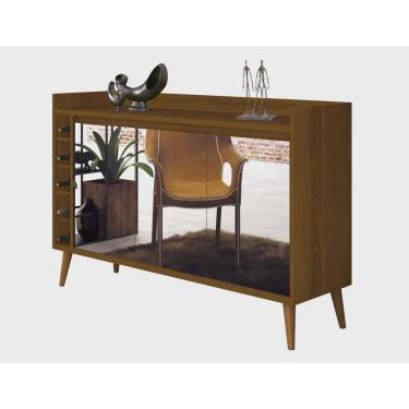 Imagem de Buffet Aparador com Adega Retrô Wine com Espelho Freijó - MoveisAqui