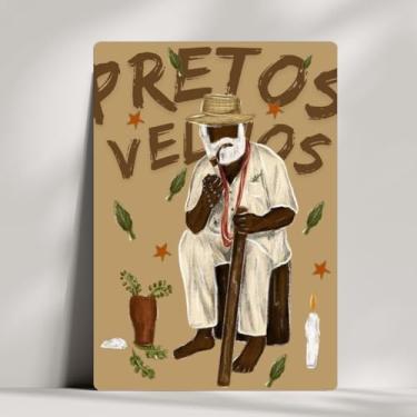 Imagem de Coleção 18 Quadros Decorativos Orixás Giz - Oxum, Oxóssi, Ogum, Iemanjá, Oxalá e Xangô... Umbanda - 28x20cm (Preto Velho)