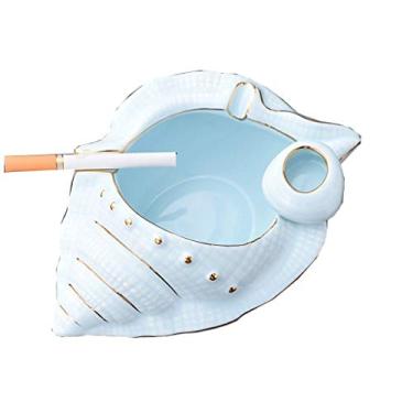 Imagem de FKJLUN Cinzeiros para cigarros Criativo Porcelana Borda Dourada Concha Cinzeiro Portátil Tabuleiro de Tabagismo Tabuleiro de Cinzeiro Decoração de Mesa de Escritório em Casa Decoração de Presentes