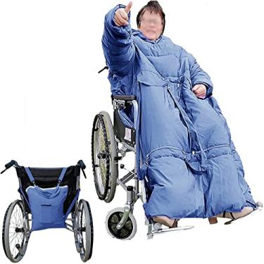 Imagem de Cobertor para cadeira de rodas, capa aconchegante para cadeira de rodas com forro polar, cobertura impermeável para a chuva, ajuste universal para cadeiras de rodas manuais e elétricas