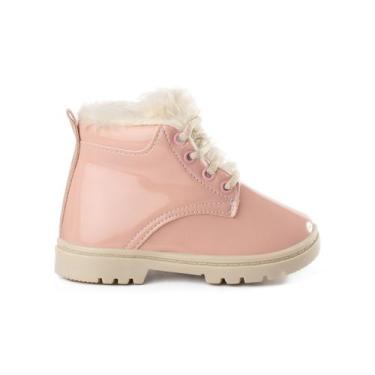 Imagem de Bota Infantil Feminina Coturno Forro Pelúcia Funfy 2001A, Bege, 26