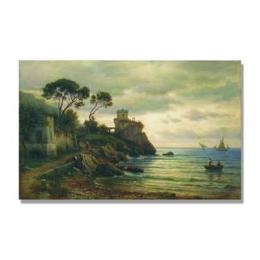 Imagem de Impressões em tela famosas. "Paisagem italiana" de Lev Lagorio, Reproduções de arte clássicas, decoração de parede moderna para sala de estar escritório. 40 x 65 cm-15,7 x 25,6 pol sem moldura