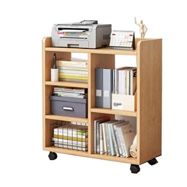 Imagem de RSLEE Estante móvel de chão com rolos, estante do chão ao teto, estante de livros de vários níveis para sala de estar, escritório, quarto, estante com armazenamento