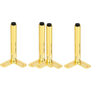 Imagem de XWZFFAI Conjunto de 4 pernas de móveis metálicos, pés de armário de ferro cilíndrico, pernas de mesa de escritório ajustáveis, metal resistente, design industrial, ajustável: 1 cm, Atenção: 1000 kg/D