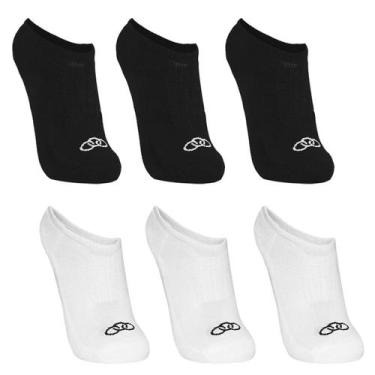Imagem de Meia Olympikus Cano Invisivel Branco/Preto - 6 Pares, 33 - 38