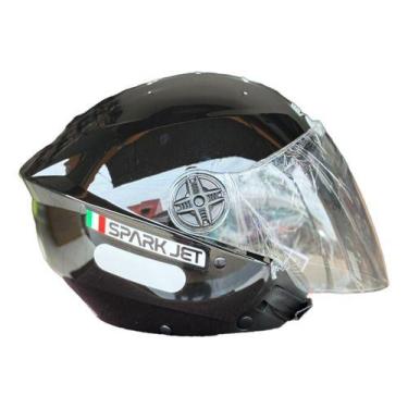 Imagem de Capacete Aberto Coloridos Classico Moto Spark Jet Ebf, Preto