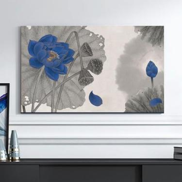 Imagem de WMLTZFUS Capa contra poeira de TV padrão Lotus para Smart TV LCD LED de 19-65 polegadas, protetor de tela de TV estilo chinês, lavável à máquina, pano-c | 58 polegadas