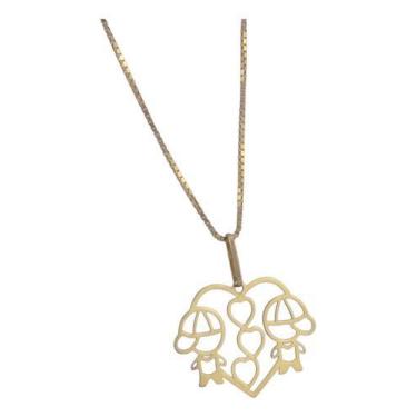 Imagem de Colar Feminino Veneziana 0.7 Coração Meninos Ouro 18k 50 Cm - JOIE JOI