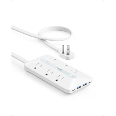 Imagem de Anker Régua De Energia De Plugue Plano (300 J), Régua De Energia Usb C De 20 W, Régua De Energia Ultrafina 10 Em 1 Com 6 Ca, 2 Usb A/2 Usb C, Cabo De Extensão De 10 Pés, Estação De Carregamento De M