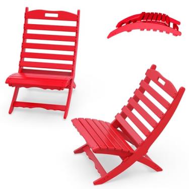 Imagem de IVY&LANE Conjunto de 2 cadeiras portáteis Xavier | Cadeira dobrável Adirondack | Onda | Plástico HDPE | Edição Limitada | Vermelho | Resistente a todos os climas | Para fogueira ao ar livre, pátio