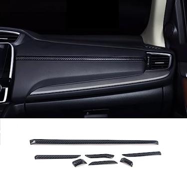 Imagem de KELEIMAI Acessórios de carro adequados para Honda CR-V CRV 2017 2018 2019 2020 2021 2022 painel de instrumentos interior capa decorativa acabamento central consoles adesivos ABS (fibra de carbono) ABS