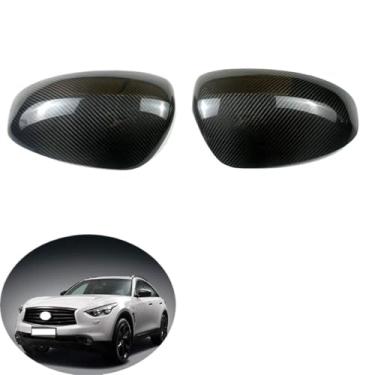 Imagem de Compatível para Infiniti QX50 QX70 2014 2015 2016 2017 Acessórios externos de carro em fibra de carbono Capa de caixa de espelho retrovisor Tampas de espelho lateral
