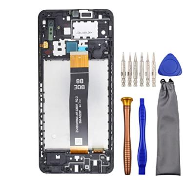 Imagem de Substituição completa do conjunto de digitalizador LCD para Samsung Galaxy A02 SM-A022F com kit de ferramentas e moldura de tela instalados preto de 6,5 polegadas
