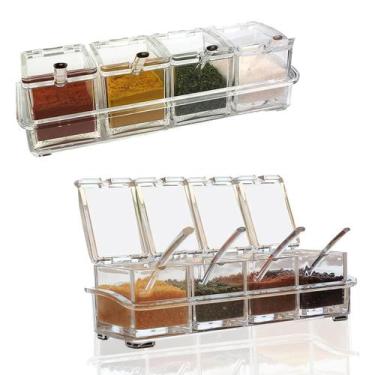 Imagem de Conjunto de 4 Recipientes de Vidro para Temperos com Colheres, 4-grade