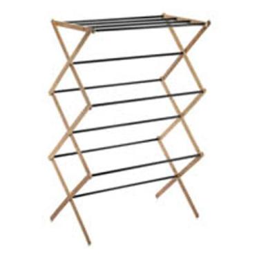 Imagem de Varal Vertical 3 Andares Em Bambu Com Hastes Metálicas Preto - Oikos