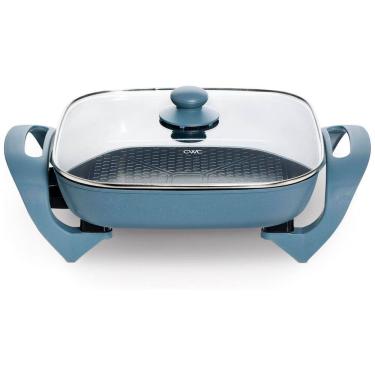 Imagem de Frigideira Elétrica COOK WITH COLOR 30cm x 42cm com Revestimento Cerâmico Antiaderente Livre de Substâncias Nocivas, 1400W, Tampa de Vidro,