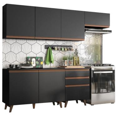 Imagem de Cozinha Completa Reims com Armário e Balcão Preto Madesa