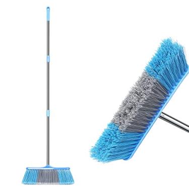 Imagem de Escova de chão, vassoura de cozinha, 40 cm de largura, resistente, 132 cm, cabo longo, varredura de poeira, sujeira para uso interno, externo, armazém, casa, cozinha, pátio, jardim, garagem