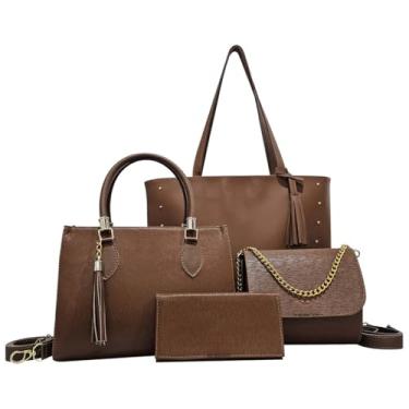 Imagem de Kit Bolsa Feminina Sacola Grande + Bolsa Média + Tira Colo + Carteira (Caramelo)