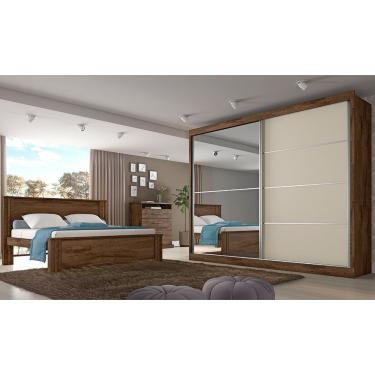 Imagem de Roupeiro Verona Plus 2 Porta Espelhado Brauna/ Off White