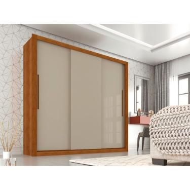 Imagem de Roupeiro Panamá Em Mdp Com 3 Portas E 4 Gavetas Sallêto Cinamomo/ Off White