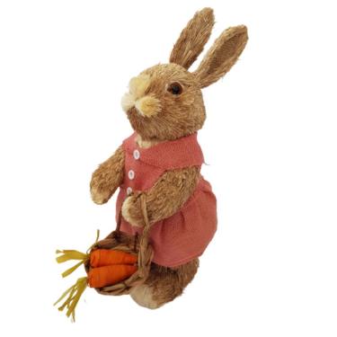Imagem de Coelha Em Palha Natural Com Cesta Cenouras 37cm