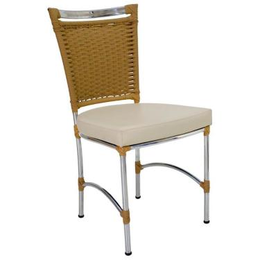 Imagem de Cadeira Em Alumínio E Fibra Sintética Jk Cozinha Edícula Avelã E Nautico Bege