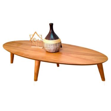 Imagem de Mesa De Centro Oval Orgânico Laminada 100x45cm Londres Mel