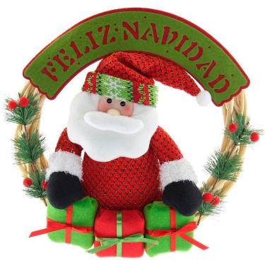 Imagem de Guirlanda Natalina Feliz Natal Em Madeira Papai Noel