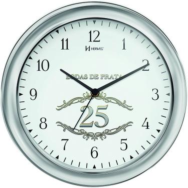 Imagem de Relógio De Parede Bodas De Prata 28cm Herweg 6636 Prata