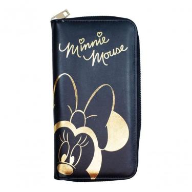 Imagem de Carteira De Mão Preta Minnie Mouse Brilhante Dourada Grande