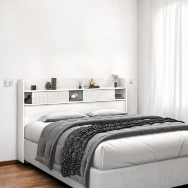 Imagem de Cabeceira Com Prateleiras Nyce Solteiro Branca