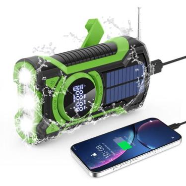 Imagem de Rádio de emergência UMUTOO Hand Crank Solar 5000mAh Verde