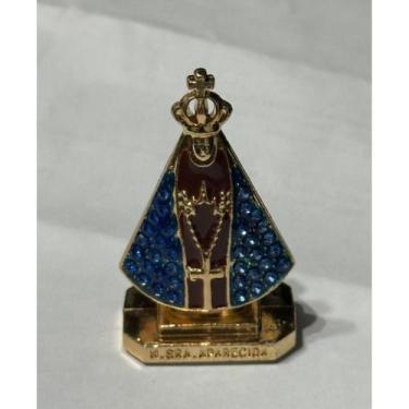 Imagem de Enfeite Nossa Senhora Aparecida Manto Cravejado Azul Marrom - Pra vc