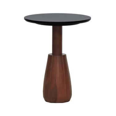 Imagem de Mesa Lateral Torneada Tampo Redondo Ø42 - Decorise, Amêndoa, Preto