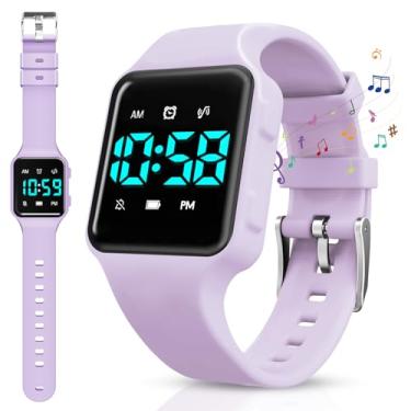 Imagem de NN BEN NEVIS Relógio de treinamento penico, relógio digital infantil com contagem regressiva/música/despertadores/lembrete de vibração e à prova d'água, lembra a criança de ir ao banheiro, 21 - roxo
