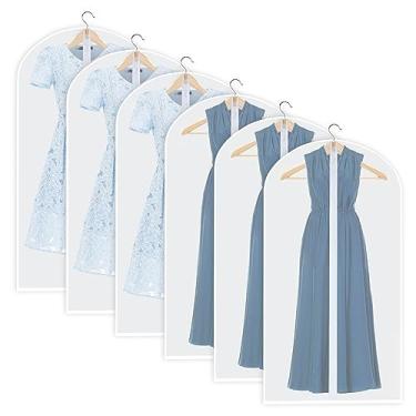 Imagem de YYDSLEE Sacos Para Roupas De 60 Polegadas Pendurar Roupas, Capas Vestidos, Longas, Casacos Translúcidas, Guarda-Roupa Com Zíper, Ternos, Saco Pó, Pacote 6