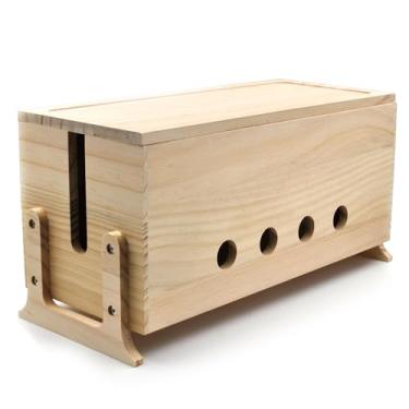 Imagem de Itvexeme Caixa Grande De Gerenciamento Cabos 14", Madeira Para Esconder E Organizador Armazenamento Réguas Energia, Fios Tv, Mesa, Natural