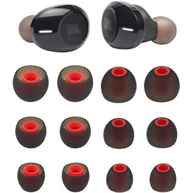 Imagem de ALXCD Ponteiras Auriculares Compatíveis Com Fones De Ouvido Jbl Tune 125Tws, 6 Pares, Tamanhos P, Pontas Reposição Silicone, Preto/Vermelho