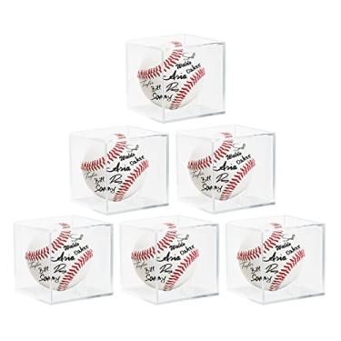 Imagem de FavorFishFans Pacote Com 6 Estojos De Acrílico Para Beisebol, Cubo Exposição Proteção Uv, Estojo Transparente Autografado, Recordações