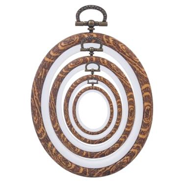 Imagem de Zuaooz Conjunto De 4 Bastidor Bordado - Aro Decorativo Para Ponto Cruz, Moldura Madeira Imitada Kits Mão Oval Costura Artesanal (4 Tamanhos Diferentes)
