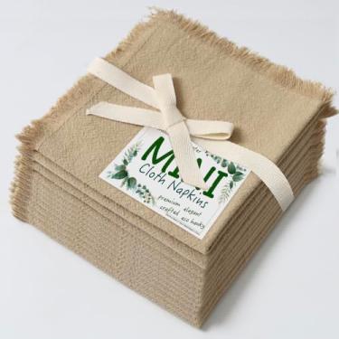Imagem de Urby Guardanapos De Algodão Reutilizáveis Eco Hanky 25X25 Cm (Franja Rústica). Pequenos Pano. Ideal Para Crianças Usarem Em Almoços, Jantares E Ocasiões Como Casamentos, Aniversários Coquetéis. (Bei