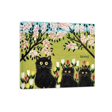 Imagem de Animais Pinturas Famosas Arte Parede-Fotos Lona para Sala de Estar-Gatos pretos-Pôster e Imprimir Decoração 20x25cm8x10in Tela Embrulhada