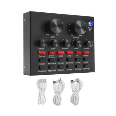 Imagem de Placa de Som V8 Bluetooth Mesa Móvel Usb P10 P2 18 Efeitos de som Profissional Auxiliar Podcast Live Streaming Twitch Youtube Cantar Gravar Música