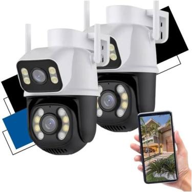 Imagem de Kit 2 Câmera De Segurança Smart Wi-fi Ip66 Dupla Lente 360 Visão Notur